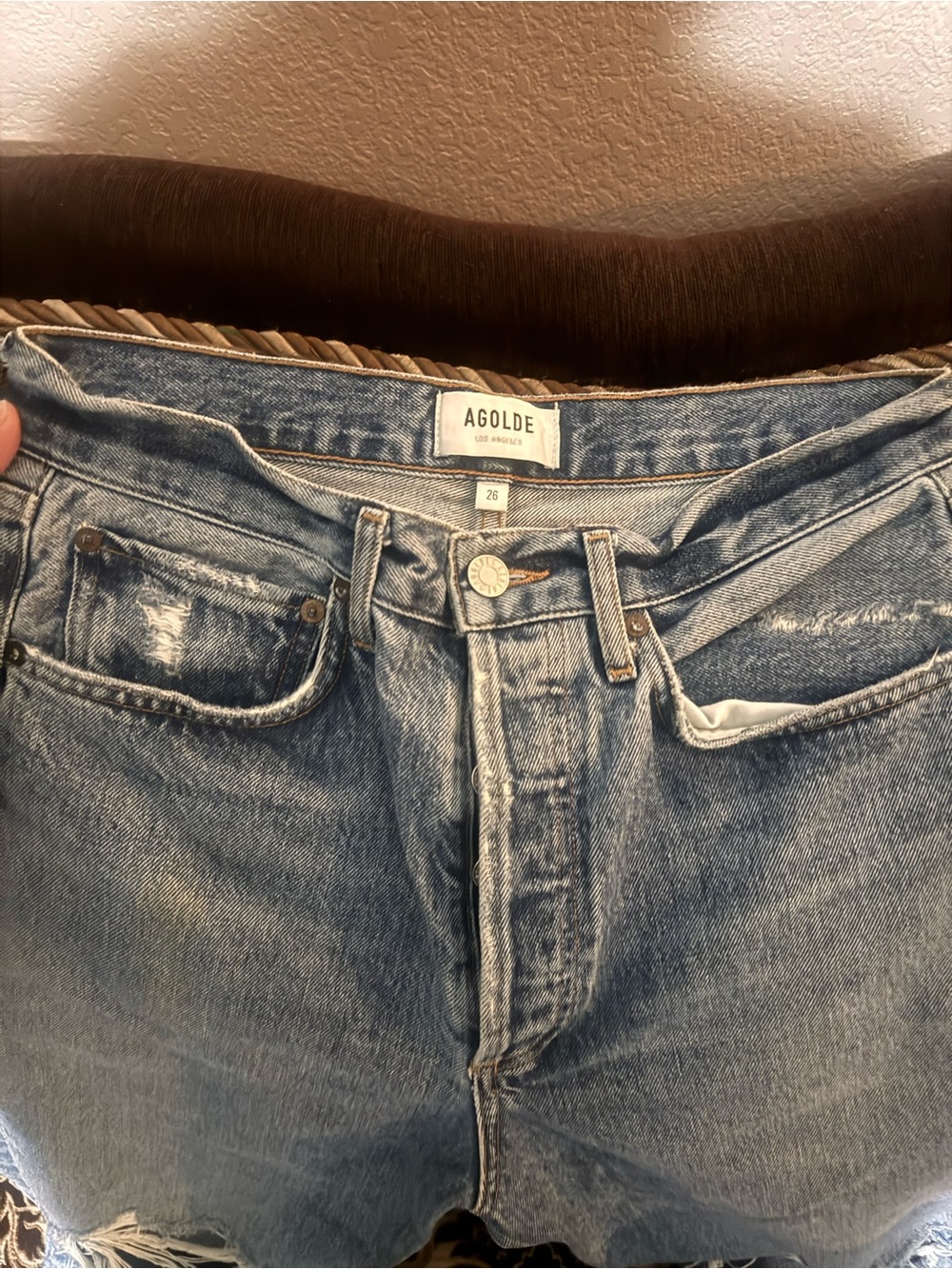 AGOLDE Women's Light Blue Relaxed Fit Distressed Jeans